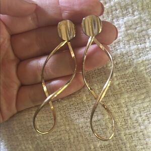 Gold Infinity Drop Earrings with Textured Detail
